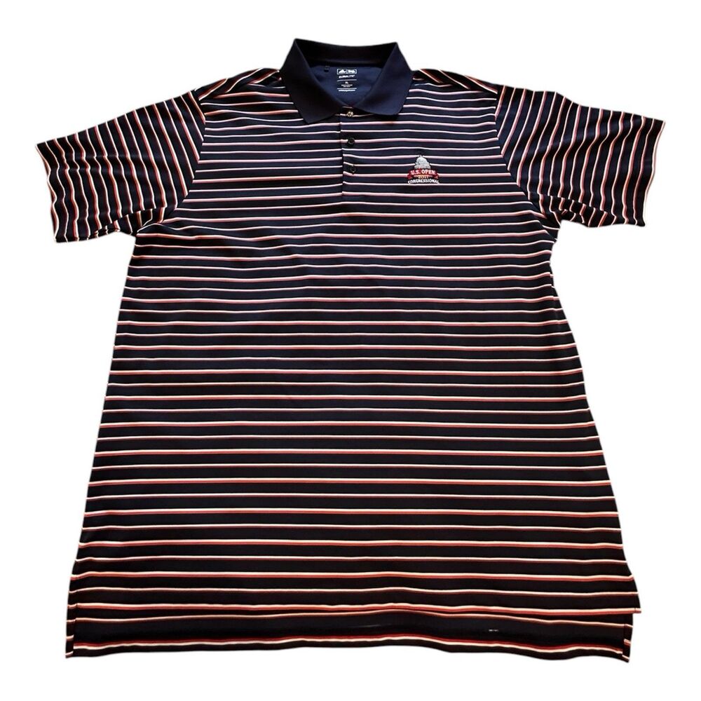 Adidas Golf Climalite U.S. Open 2011 Congressional Striped Polo Shirt Men's XL